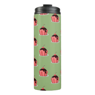 Garrafa Térmica Xícaras cor-de-rosa com sorvete verde