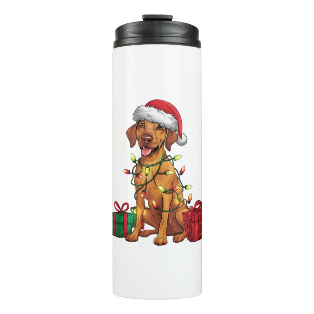 Garrafa Térmica Xmas Lighting Santa Hat Ridgeback Dog Ch (Frente)