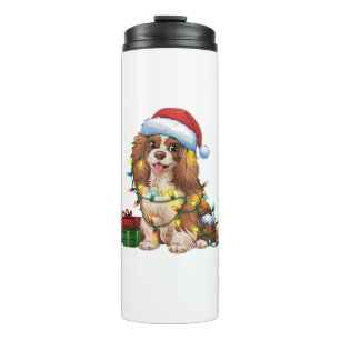 Garrafa Térmica Xmas Lighting Santa Hat Tibetan Spaniel Cristo