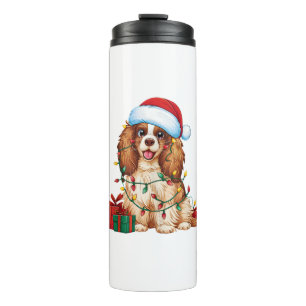 Garrafa Térmica Xmas Lighting Santa Hat Tibetan Spaniel Cristo