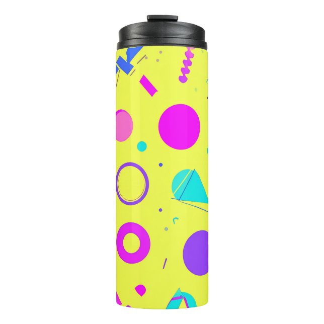 Garrafa Térmica Yellow Neon Memphis Geometric 80s Design (Frente)