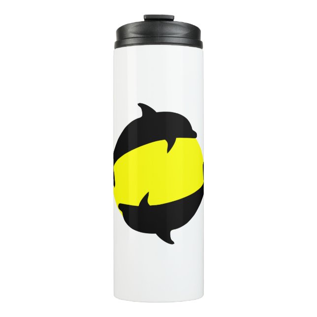 Garrafa Térmica yin yin e golfinhos fofos ao sol (Frente)