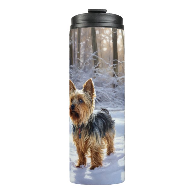 Garrafa Térmica Yorkshire Terrier Deixe Nevar Natal (Frente)