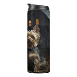 Garrafa Térmica Yorkshire Terrier Halloween Assustador 