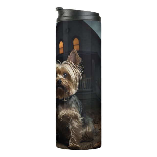 Garrafa Térmica Yorkshire Terrier Halloween Assustador  (Rotação à direita)