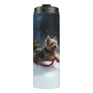 Garrafa Térmica Yorkshire Terrier Natal neve inverno