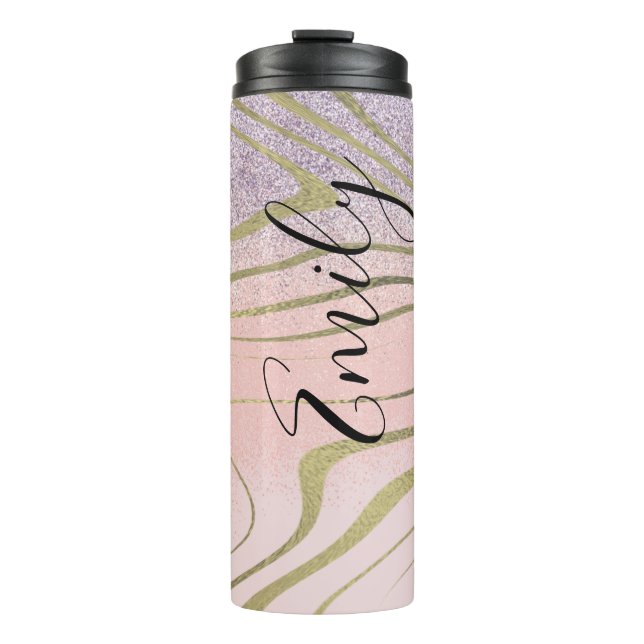 Garrafa Térmica Zebra Faux Dourado (Frente)