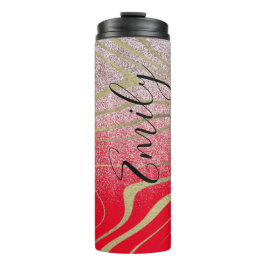 Garrafa Térmica Zebra Faux Dourado