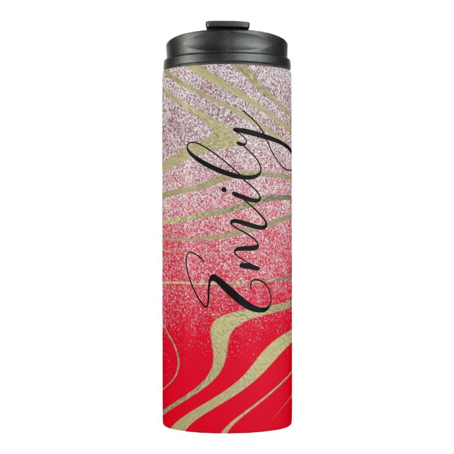 Garrafa Térmica Zebra Faux Dourado (Frente)