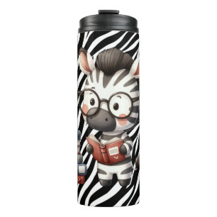 Garrafa Térmica Zebra Lendo Livros.