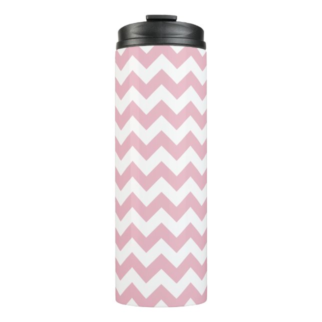 Garrafa Térmica Zigzag Rosa, Chevron Rosa, Padrão Geométrico (Frente)