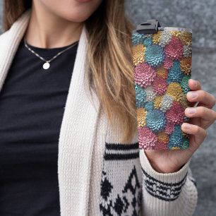 Garrafa Térmica Zinnia Floral 3D colorido