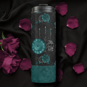 Garrafa Térmica Zodiac Magic   Rosas de crânio Gótico, verde-escur