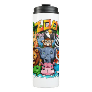 Garrafa Térmica Zoo Animal Camisa Crianças Meninas Professoras Esc