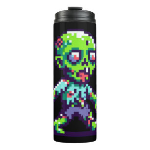 Garrafa Térmica zumbi engraçado de 8 bits no Halloween 