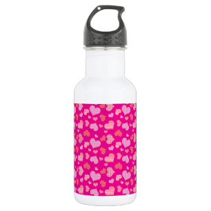 Garrafa Teste padrão cor-de-rosa bonito dos corações