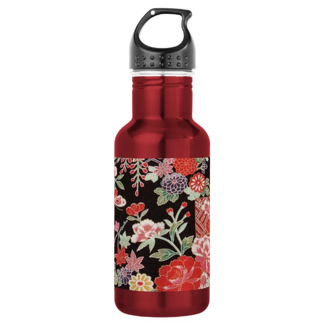 Garrafa Têxtil KIMONO Japonês, Padrão Floral (Frente)
