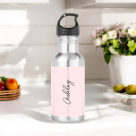 Garrafa Texto Cursivo Cor-de-Rosa Esfarelado Elegante<br><div class="desc">Frasco de Água Elegante Cor-de-Rosa com opção de adicionar nome com belo texto caligráfico. Mais produtos com esse design estão na coleção abaixo.</div>