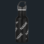 Garrafa Texto personalizável | Preto e Branco Moderno Negr<br><div class="desc">Um olhar moderno.</div>