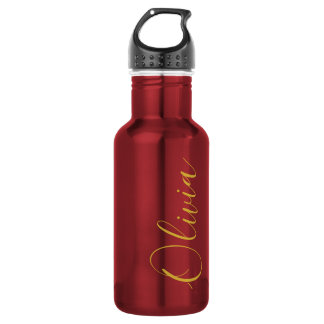 Garrafa Tipo de design de nome Olivia em vermelho metálico