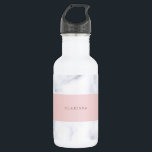 Garrafa tira cor-de-rosa do falso do ouro do mármore<br><div class="desc">Design à moda e moderno que caracteriza a tira cor-de-rosa branca do mármore do falso e do ouro do falso.</div>