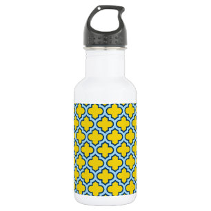 Garrafa Trellis Amarelo e Azul Bebê, Treliça, Quatrefoil