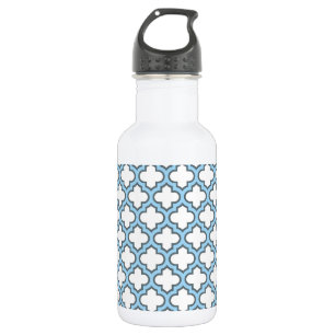Garrafa Trellis Branco e Azul Bebê, Treliça, Quatrefoil