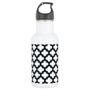 Garrafa Trellis Branco e Preto, Treliça, Quatrefoil