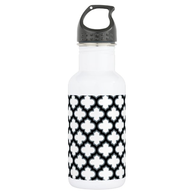 Garrafa Trellis Branco e Preto, Treliça, Quatrefoil (Frente)