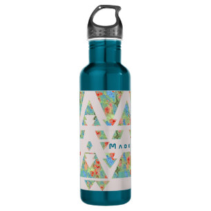 Garrafa Triângulos Florais e Setas com seu Nome