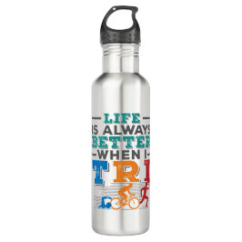 Garrafa Triathlon Engraçado A Vida Sempre É Melhor Quando