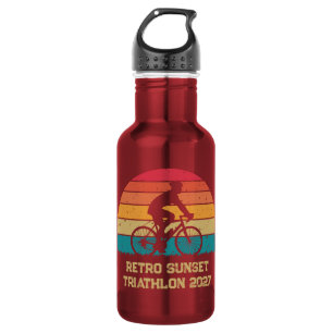 Garrafa Triatlo de Ciclismo Personalizado Retro Pôr do Sol