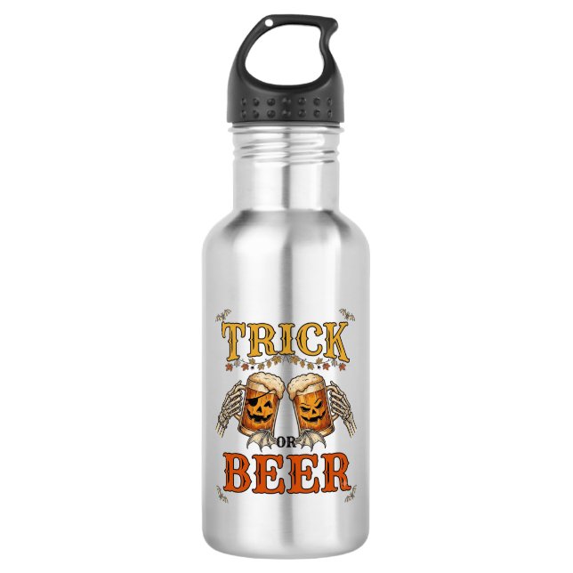 Garrafa Trick Or Beer Halloween Caneca Abóbora Mãos de Esq (Frente)
