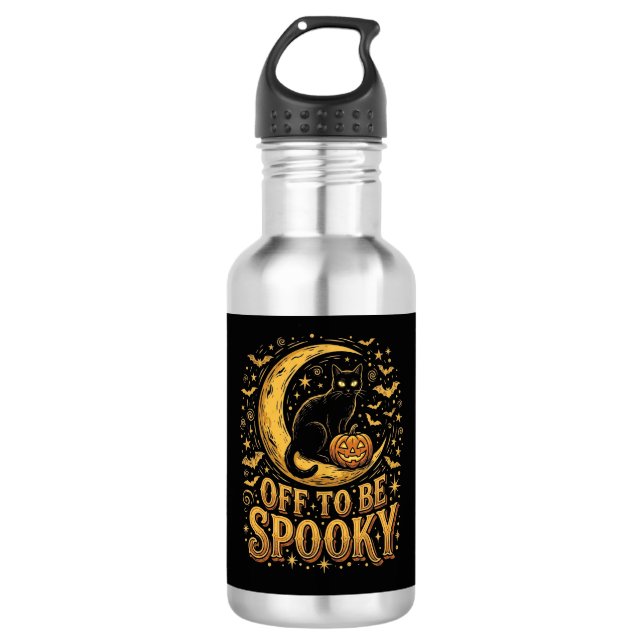Garrafa Tumbler de Gato Preto Sob a Luz da Lua para Ser As (Frente)