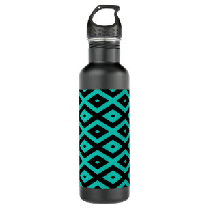 Garrafa Turquesa e padrão de diamante preto