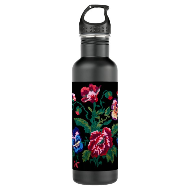 Garrafa Ukrainian traditional vushuvanka folk art pattern (Frente)