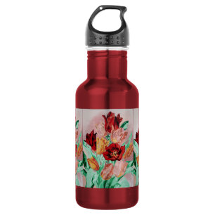 Garrafa Um Buquê Floral Bastante Negrito de Tulipas