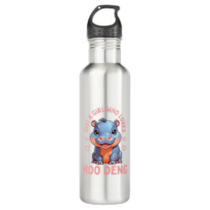 Garrafa Uma Menina Que Ama Moo Deng Hippo Mulheres Garota