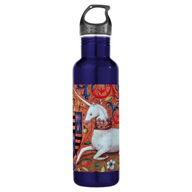 Garrafa UNICORN MONOGRAM Red Blue Floral Swirings (Frente)