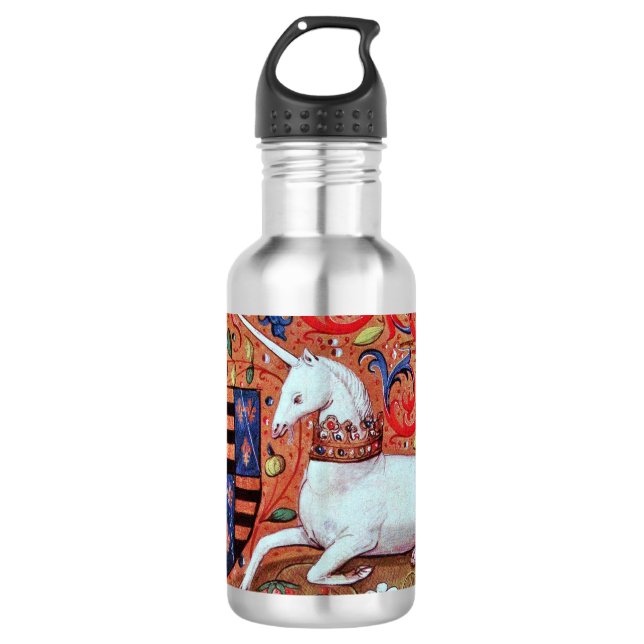 Garrafa UNICORN MONOGRAM Red Blue Floral Swirings (Frente)