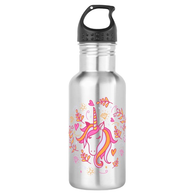 Garrafa Unicórnio em Rosa e Laranja (Frente)