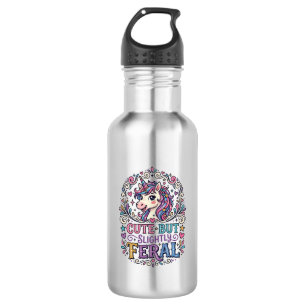 Garrafa Unicórnio Fofo mas Ligeiramente Feral Fundo Branco