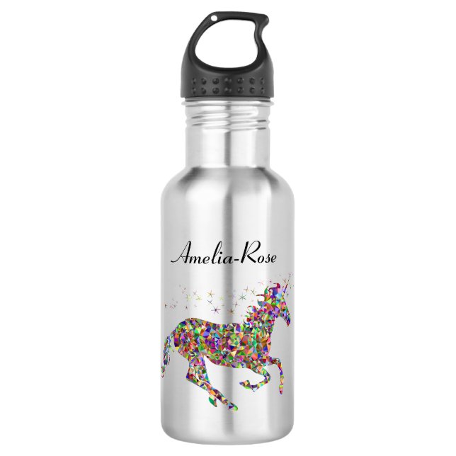Garrafa unicórnio multicolor personalizado (Frente)
