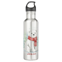 Urso Polar Inverno em Aquarela Fofa