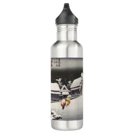 Garrafa Utagawa Hiroshige - Neve à noite em Kanbara