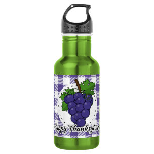 Garrafa Uva na Xadrez Violeta - Feliz Ação de Graças