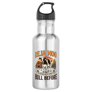 Garrafa Vaca engraçada Deja Moo desenho de camisa western 