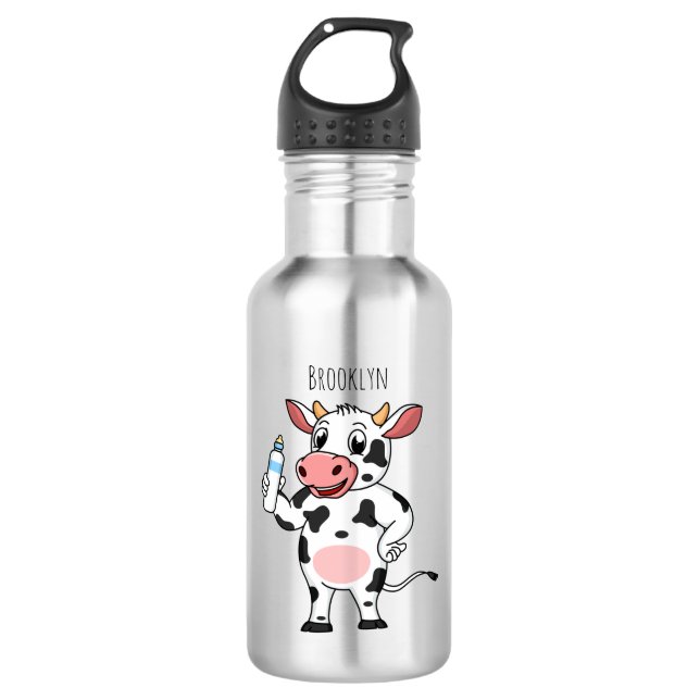 Garrafa Vaca feliz com cartum de mamadeira (Frente)