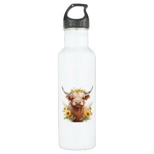 Garrafa Vaca Highland com Flor Amarelo de Girassol
