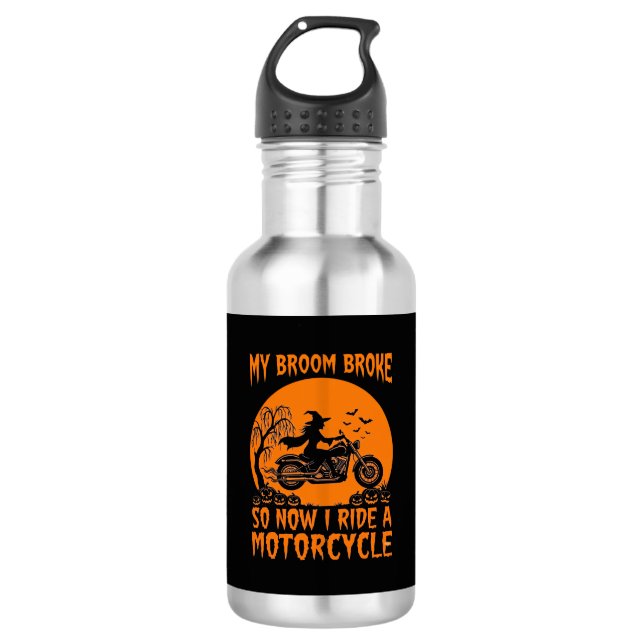 Garrafa Vassoura Quebrou Halloween Bruxa Motocicleta Morce (Frente)